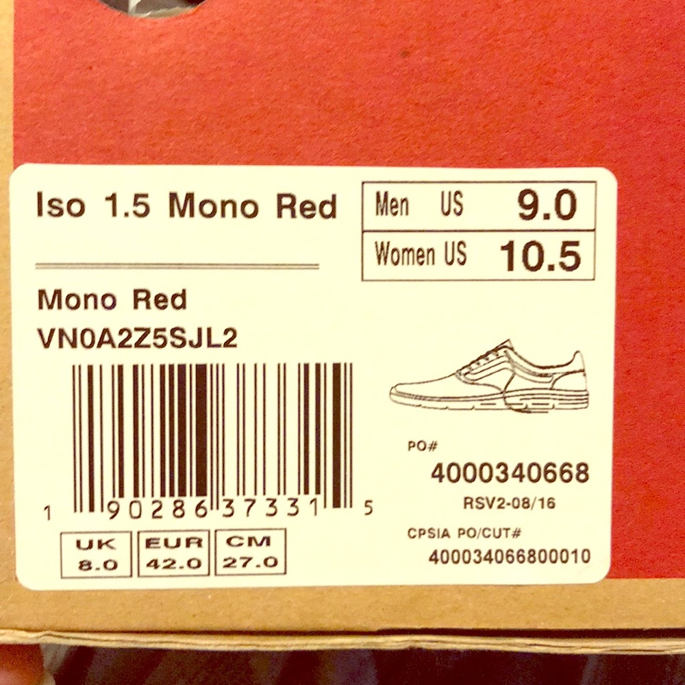 NEW Vans red shoes NEVER used